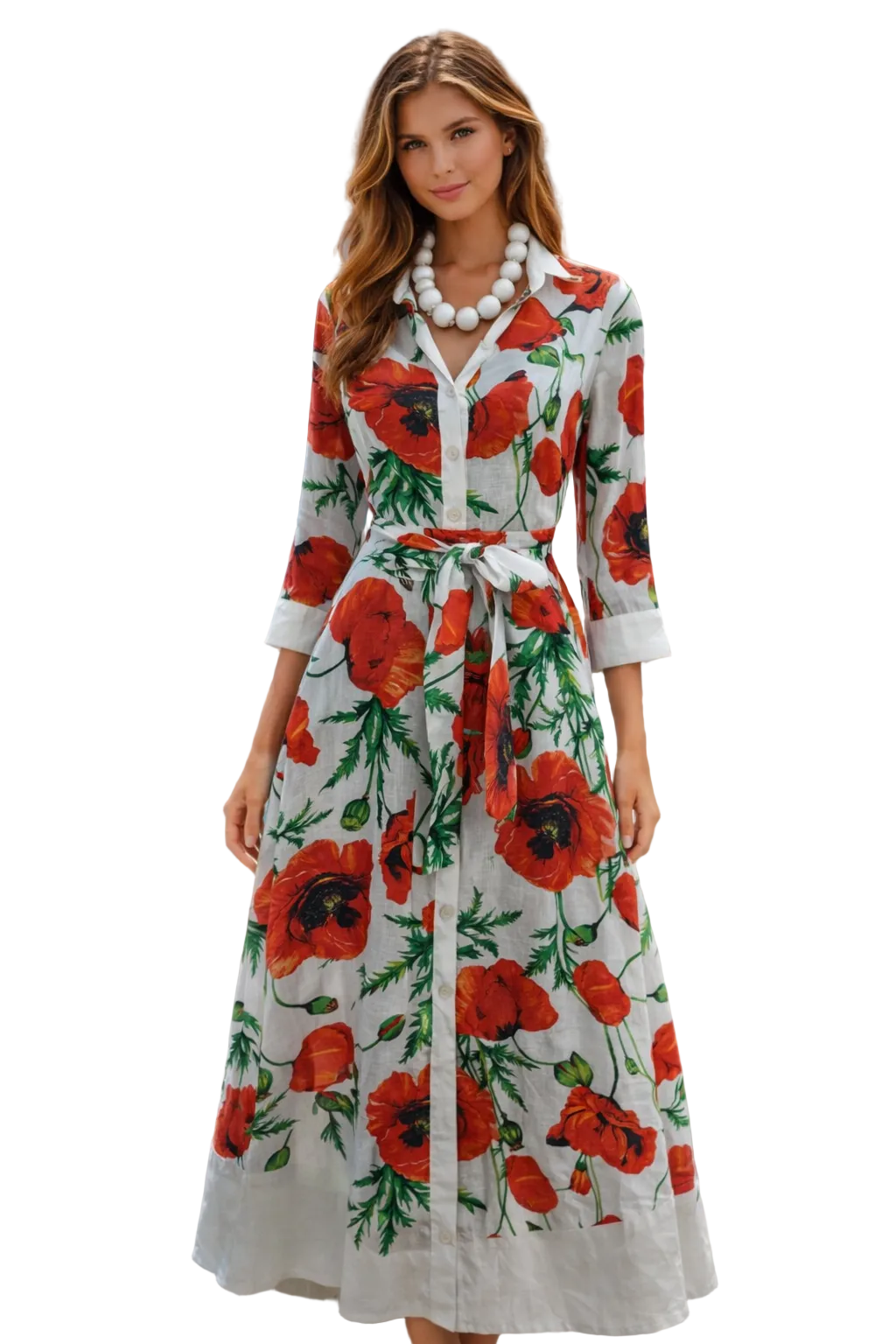 Abito Asal in lino stampa papavero