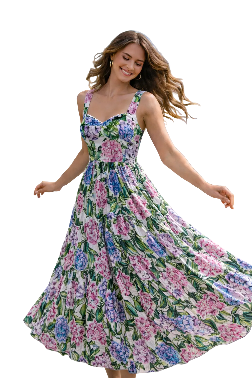 Hydrangea print linen Neve dress