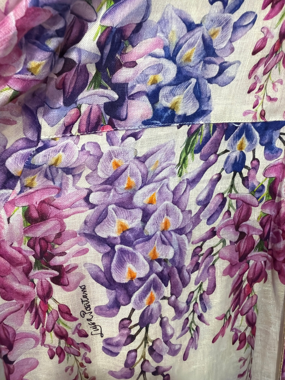 Long Monaco dress in wisteria print linen