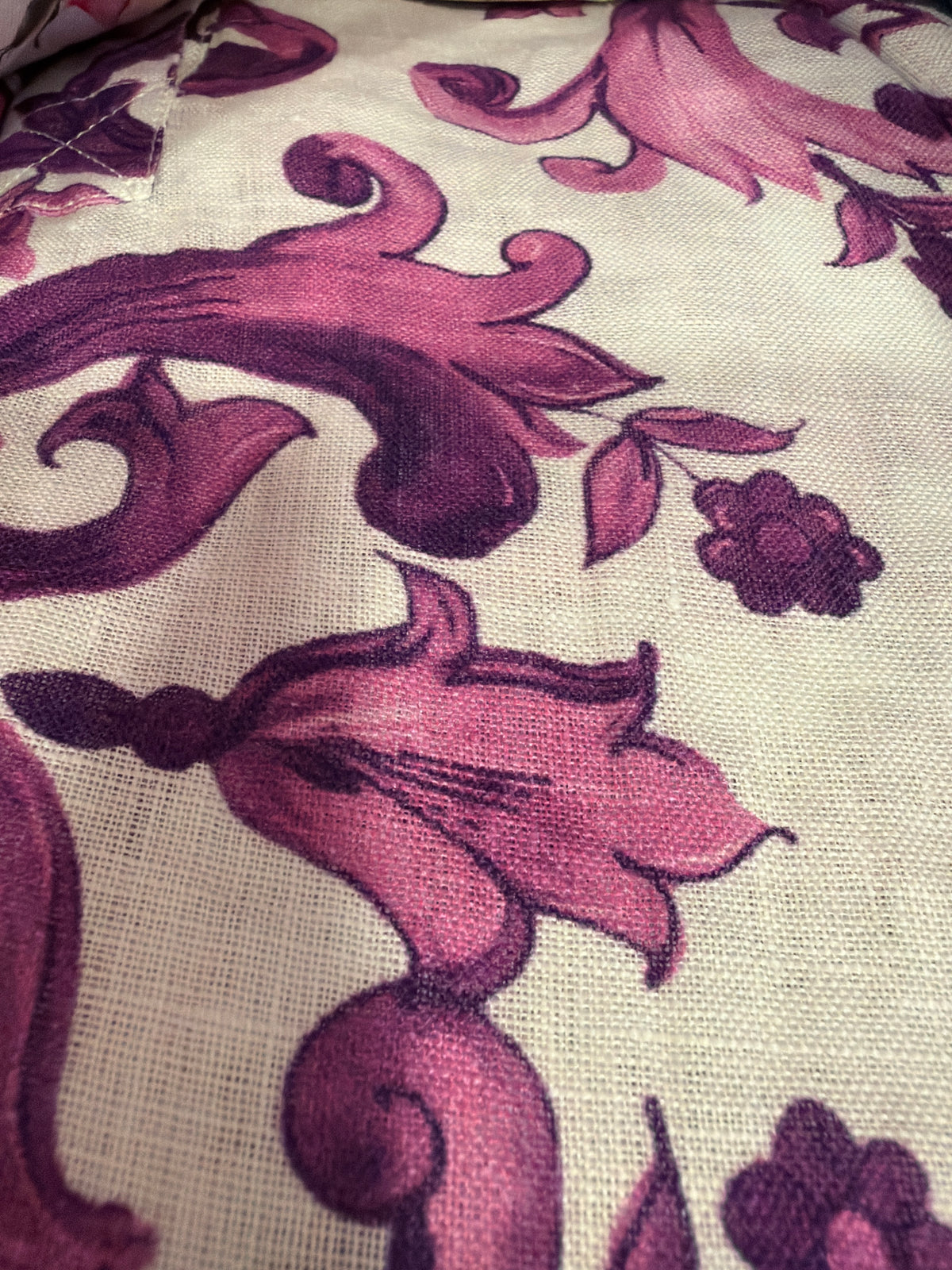 Long Monaco dress in purple Ravello print linen