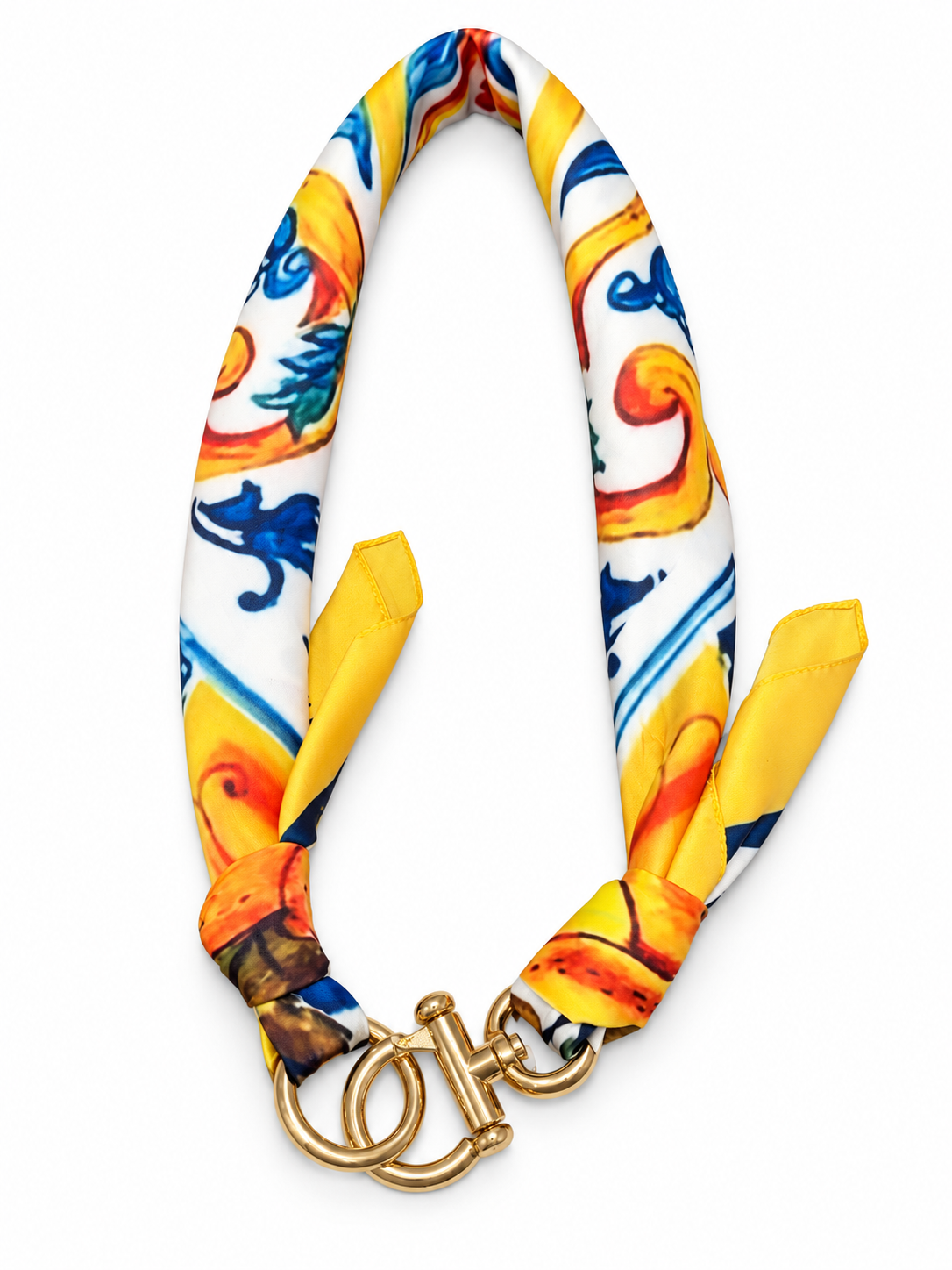 Cintura foulard effetto seta maiolica gialla