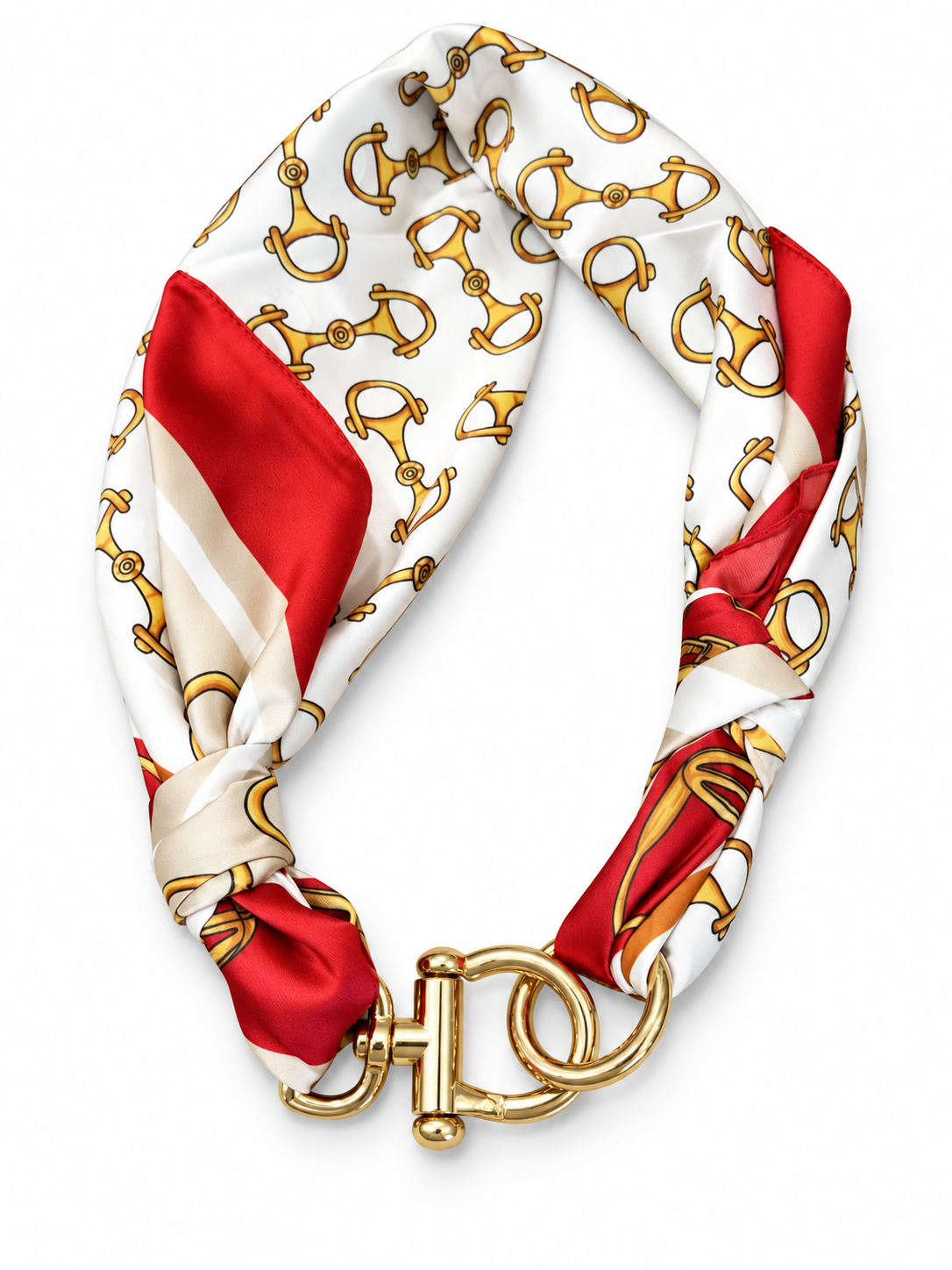 Cintura foulard effetto seta catene Rosso