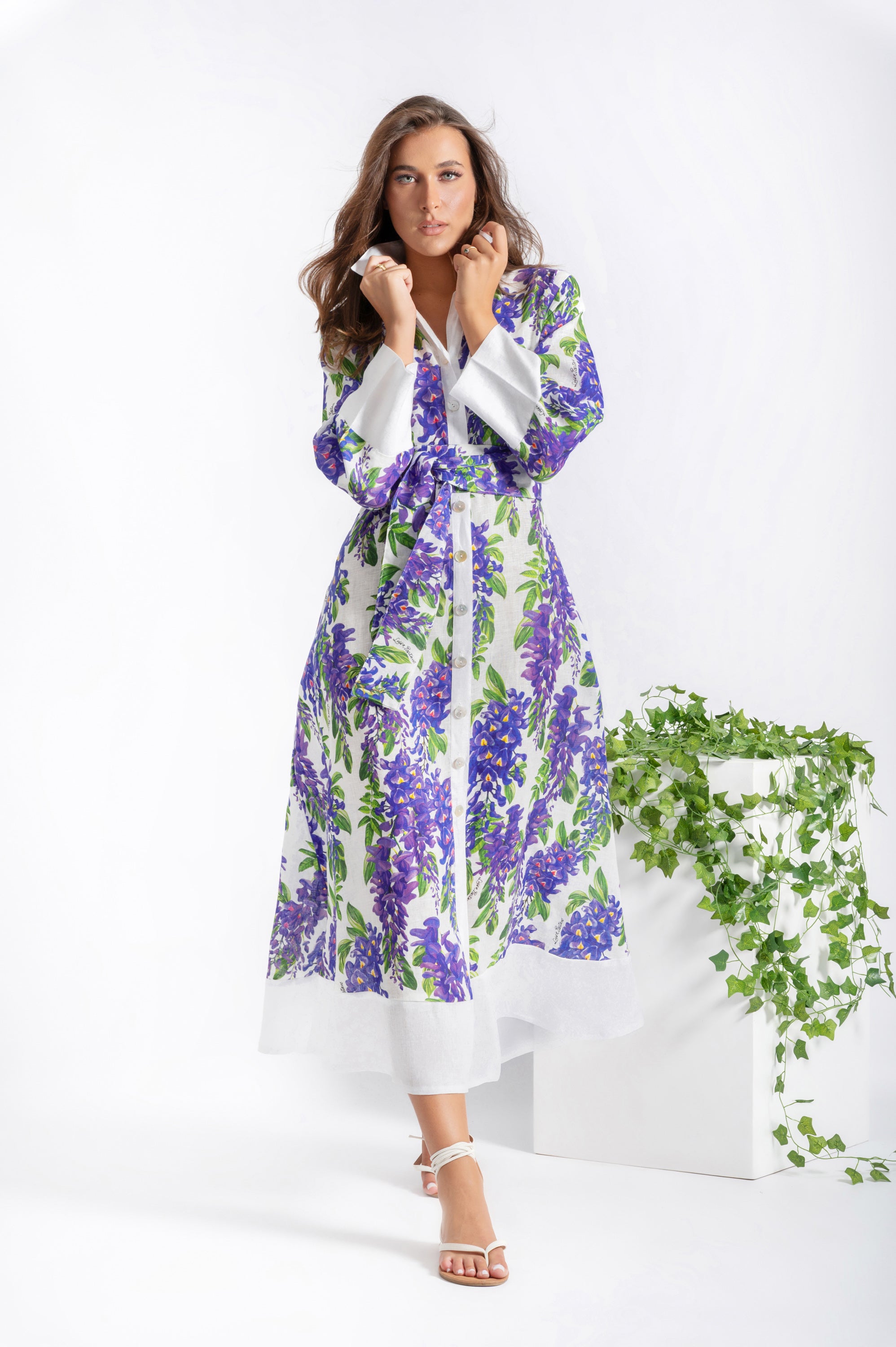 ASAL VIOLET WISTERIA LINEN DRESS