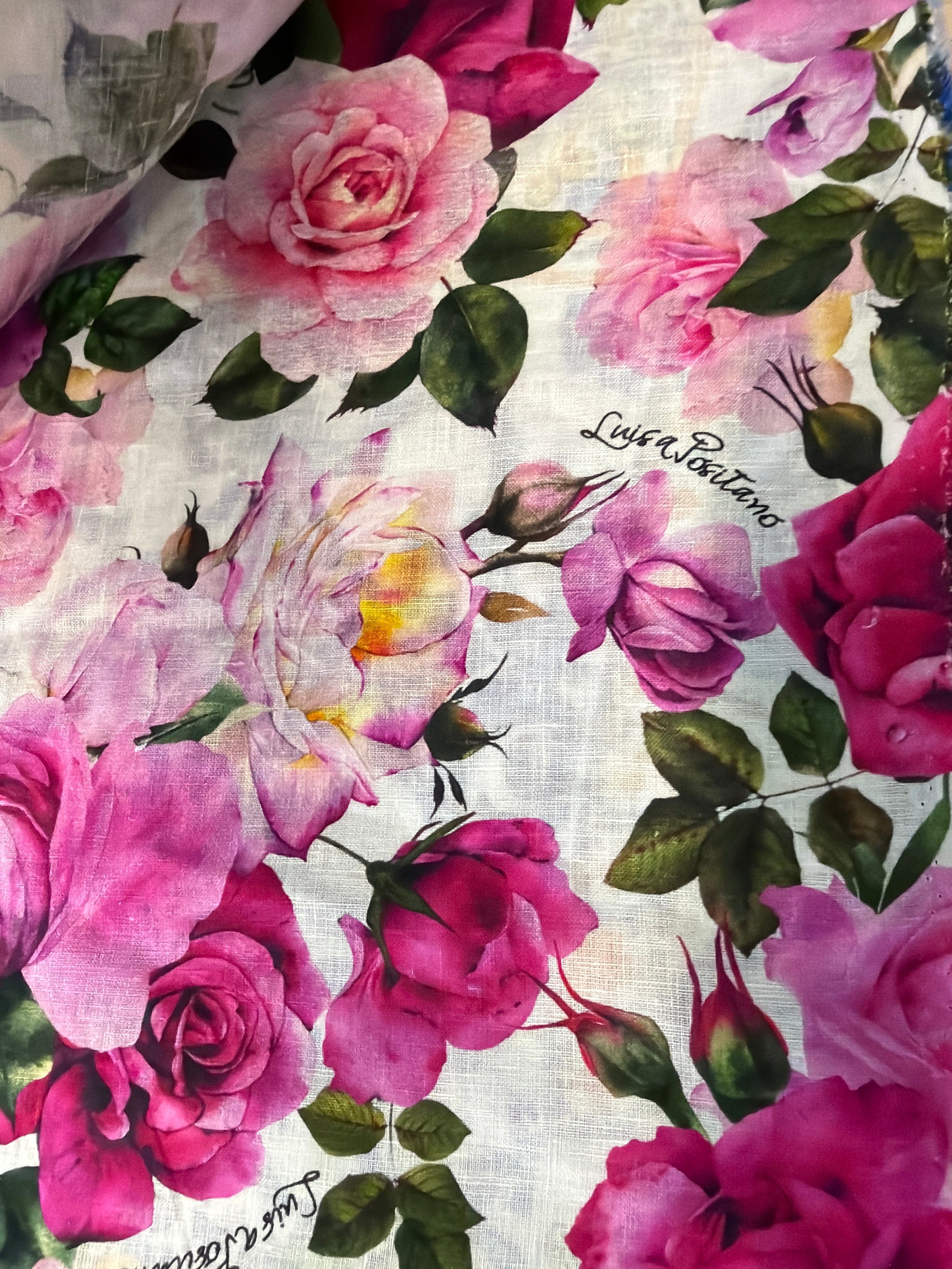 Fame linen rose print dress