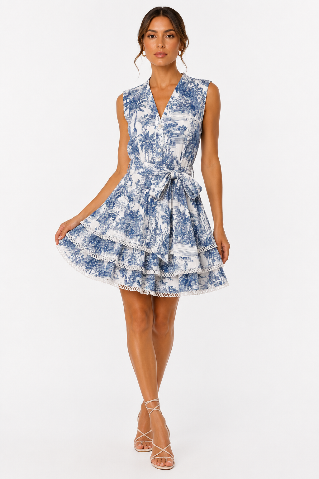 Abito Love in lino stampa Adoro blu taglia S/M