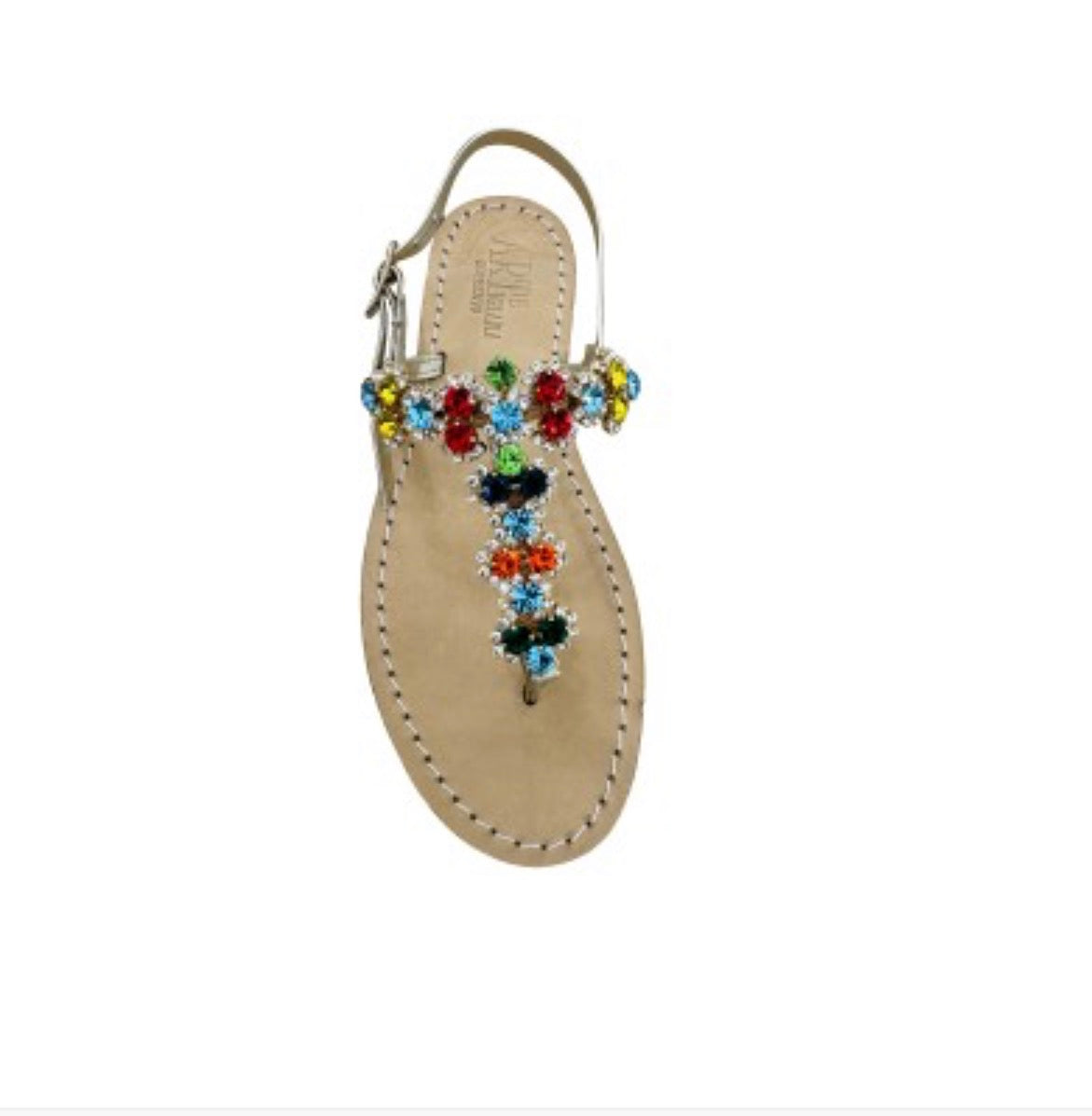 Jeweled sandals in various colors