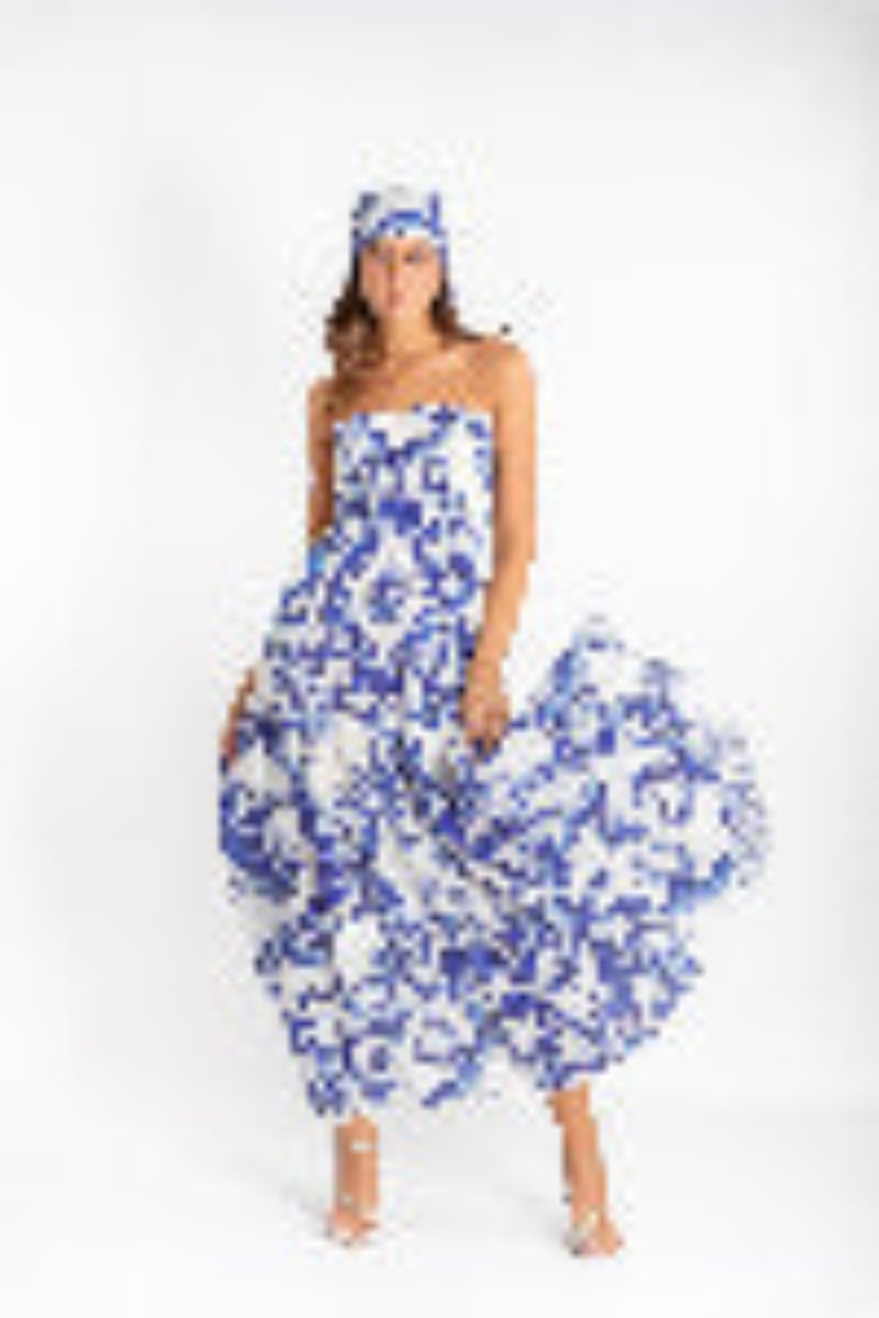 Linen bandana with frame print