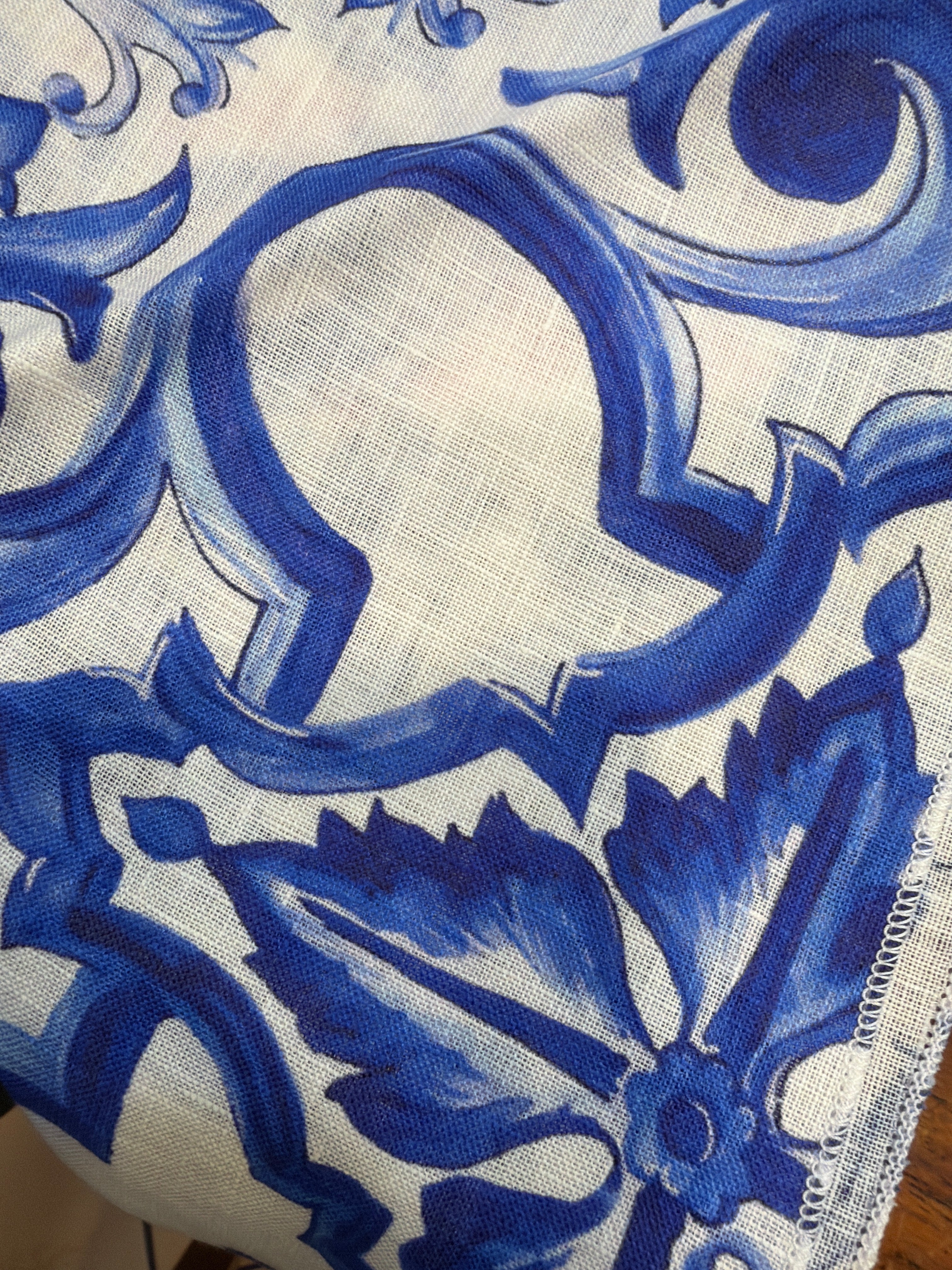 Bandana in lino stampa Ravello blu