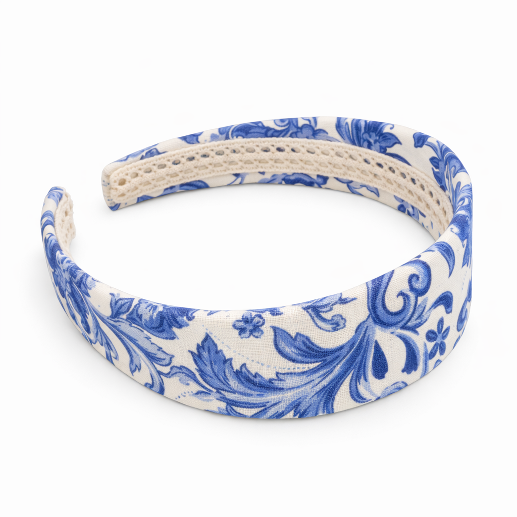 Cerchietto capelli stampa ramo blu