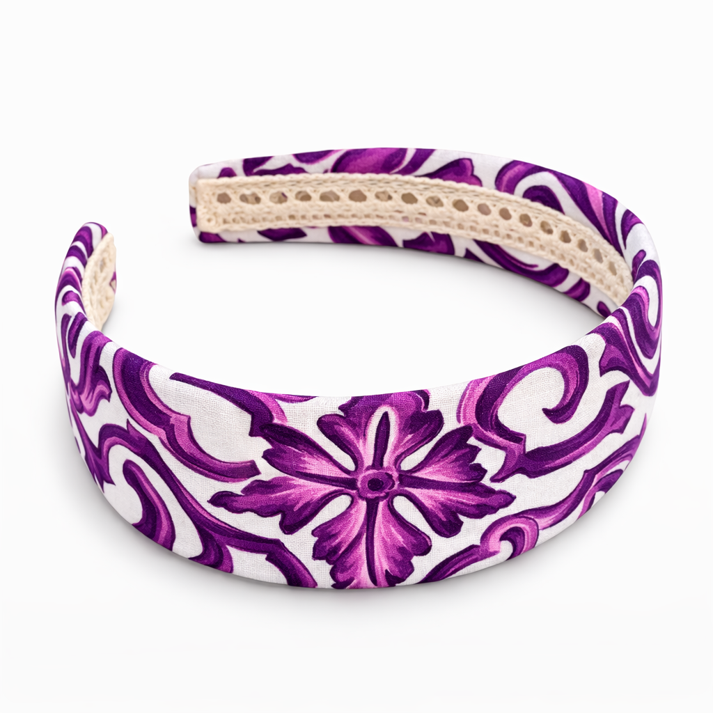 Cerchietto capelli stampa Ravello viola