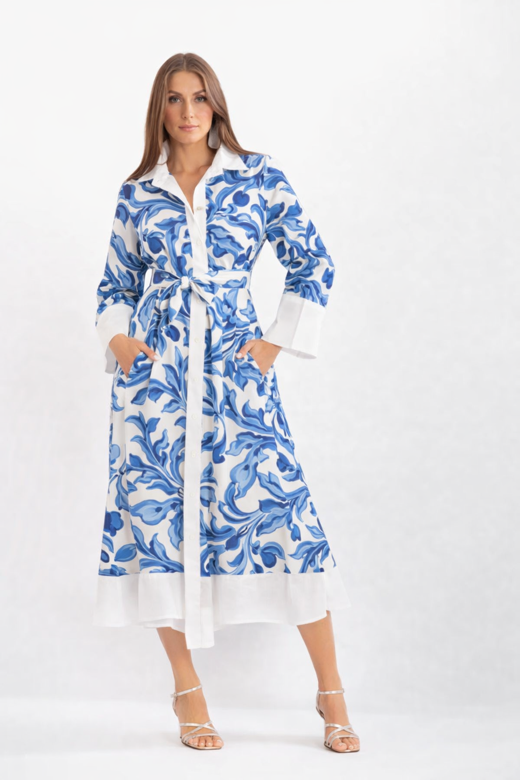 Asal linen dress with blue paint print
