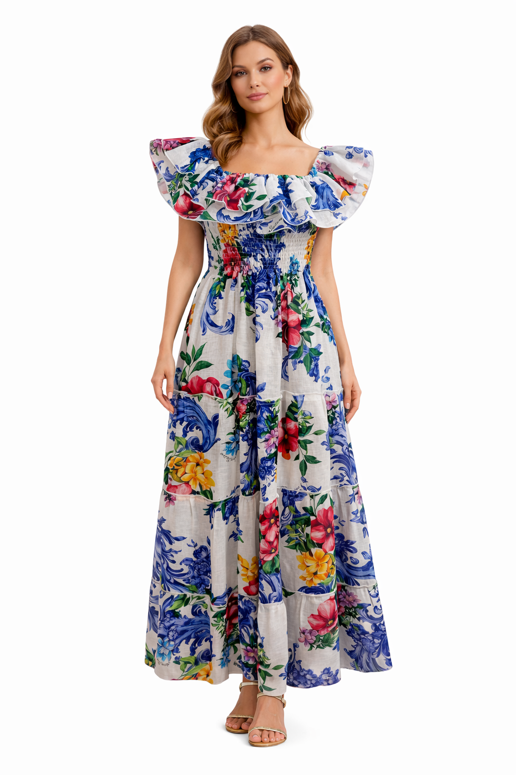 Double Ruffle Dress in Linen Art Print