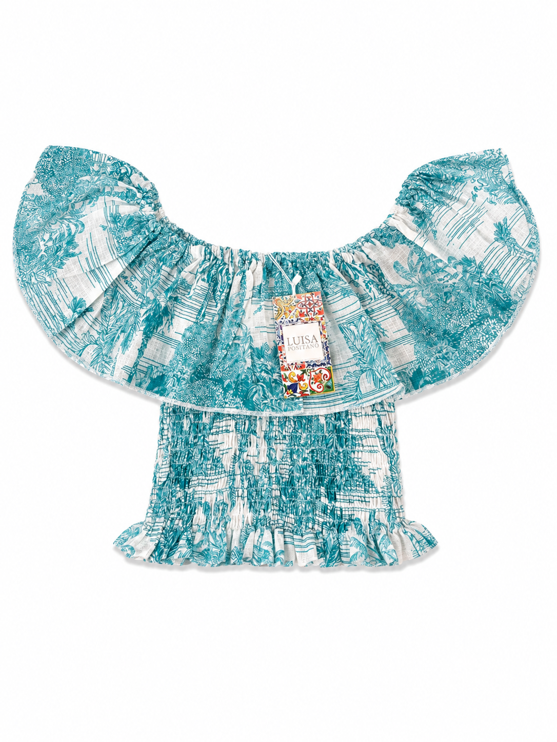 Top Volant in lino stampa Adoro Tiffany