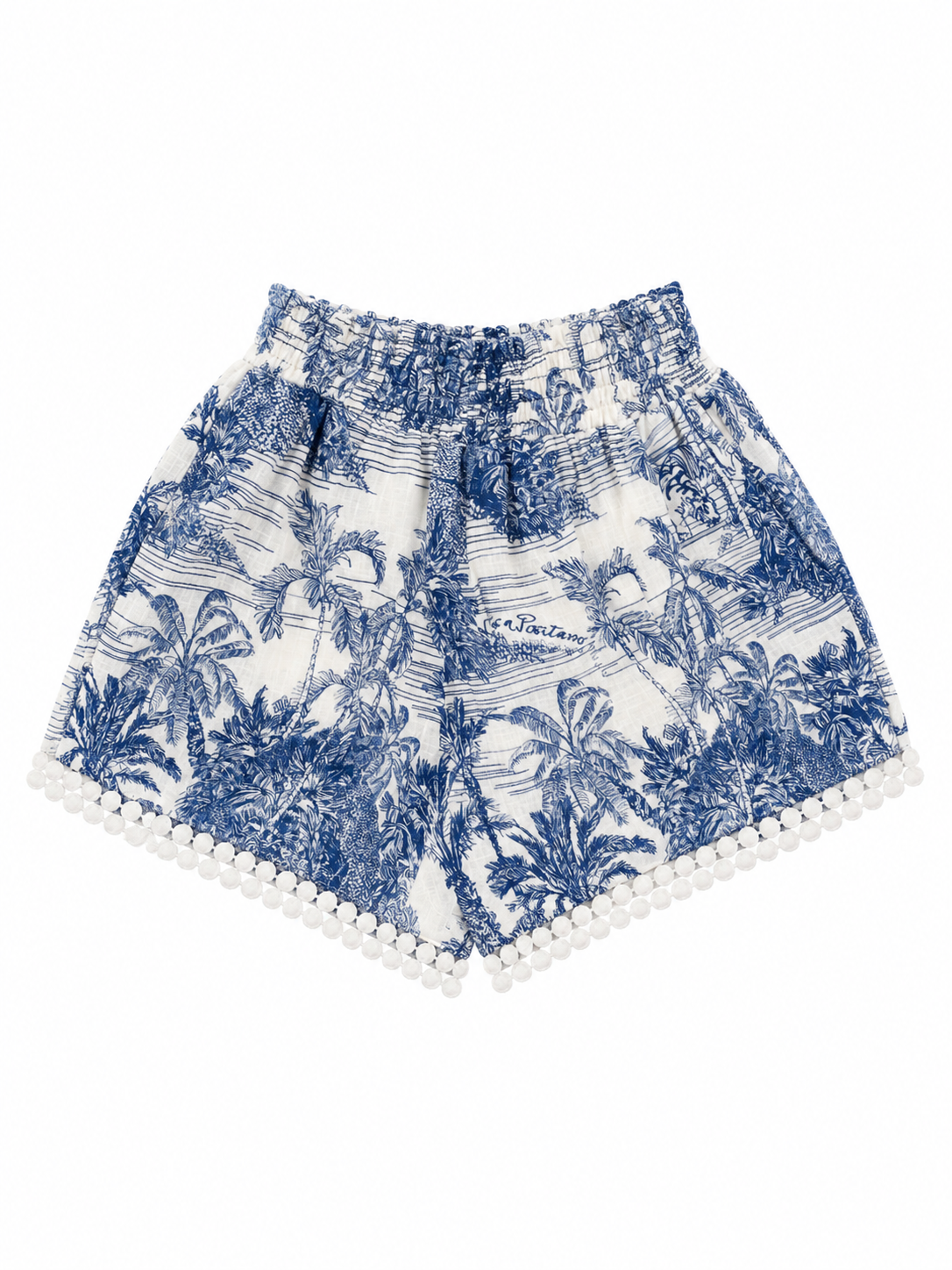 Pantaloncini Mimi in lino stampa Adoro blu