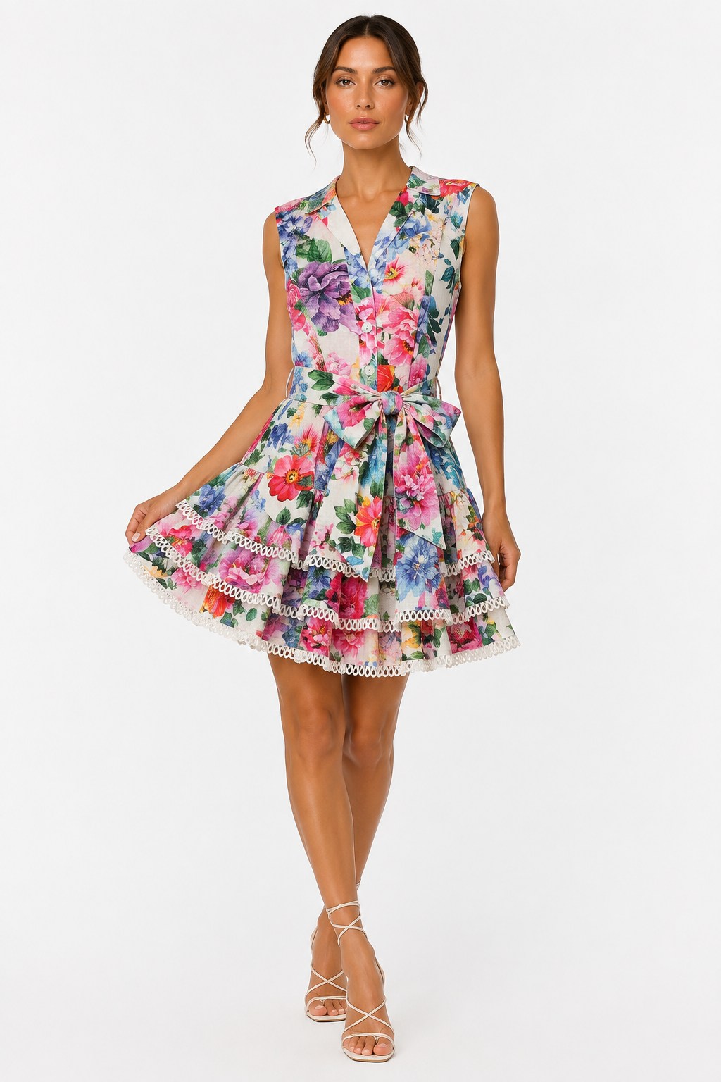 Abito Love in lino stampa fiore taglia S/M