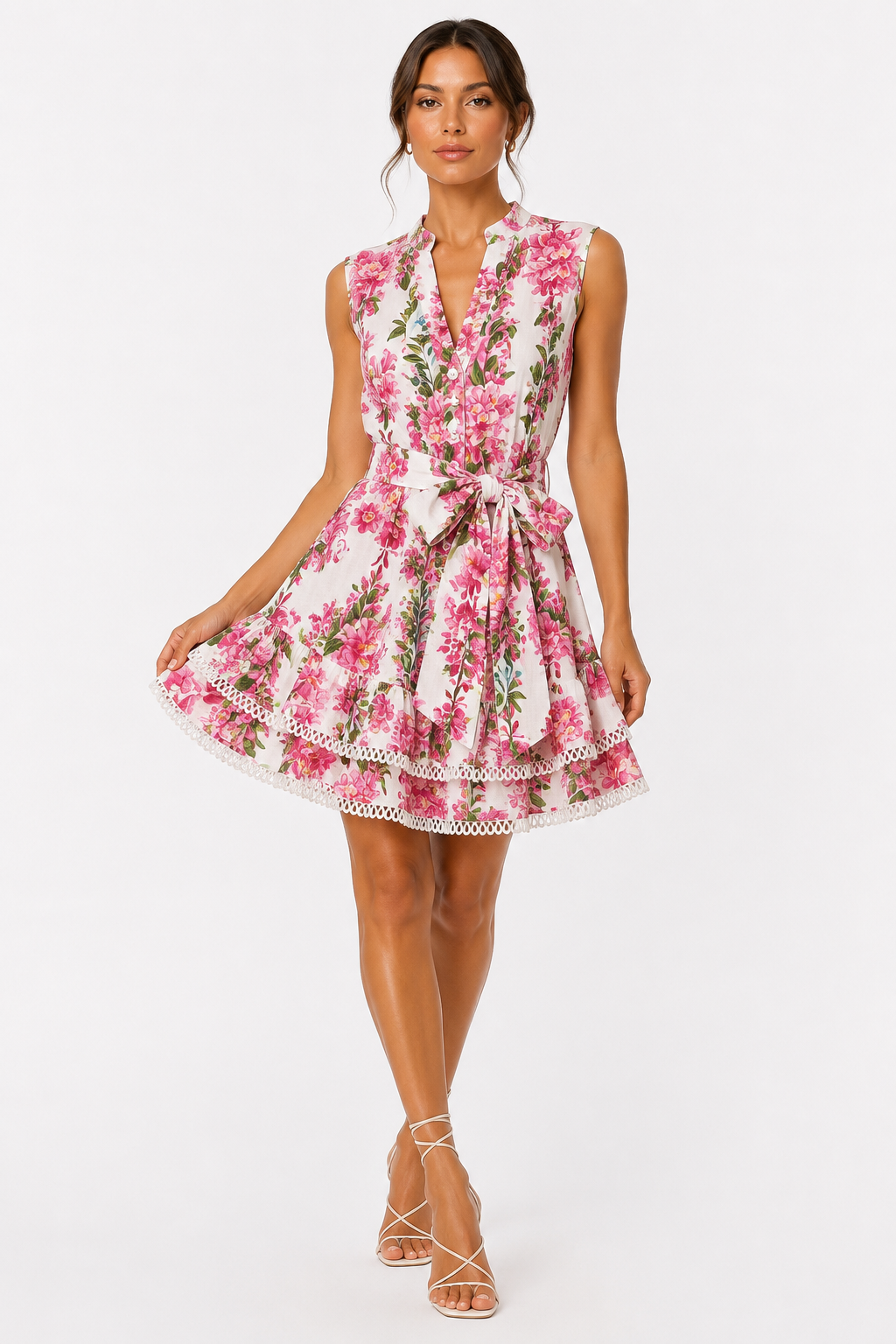 Abito Love in lino stampa glicine fuxia taglia S/M