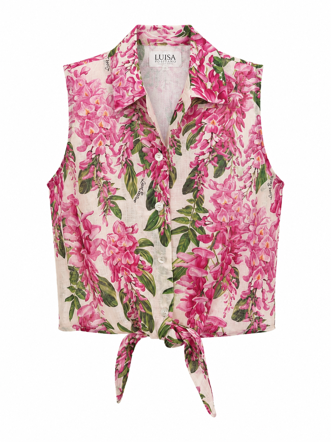 Nikki top in lino stampa glicine fuxia taglia S/M