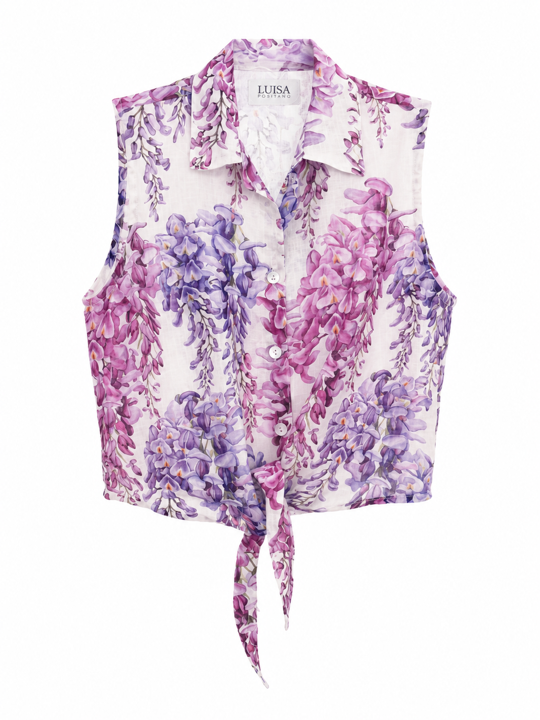 Nikki top in lino stampa glicine taglia S/M
