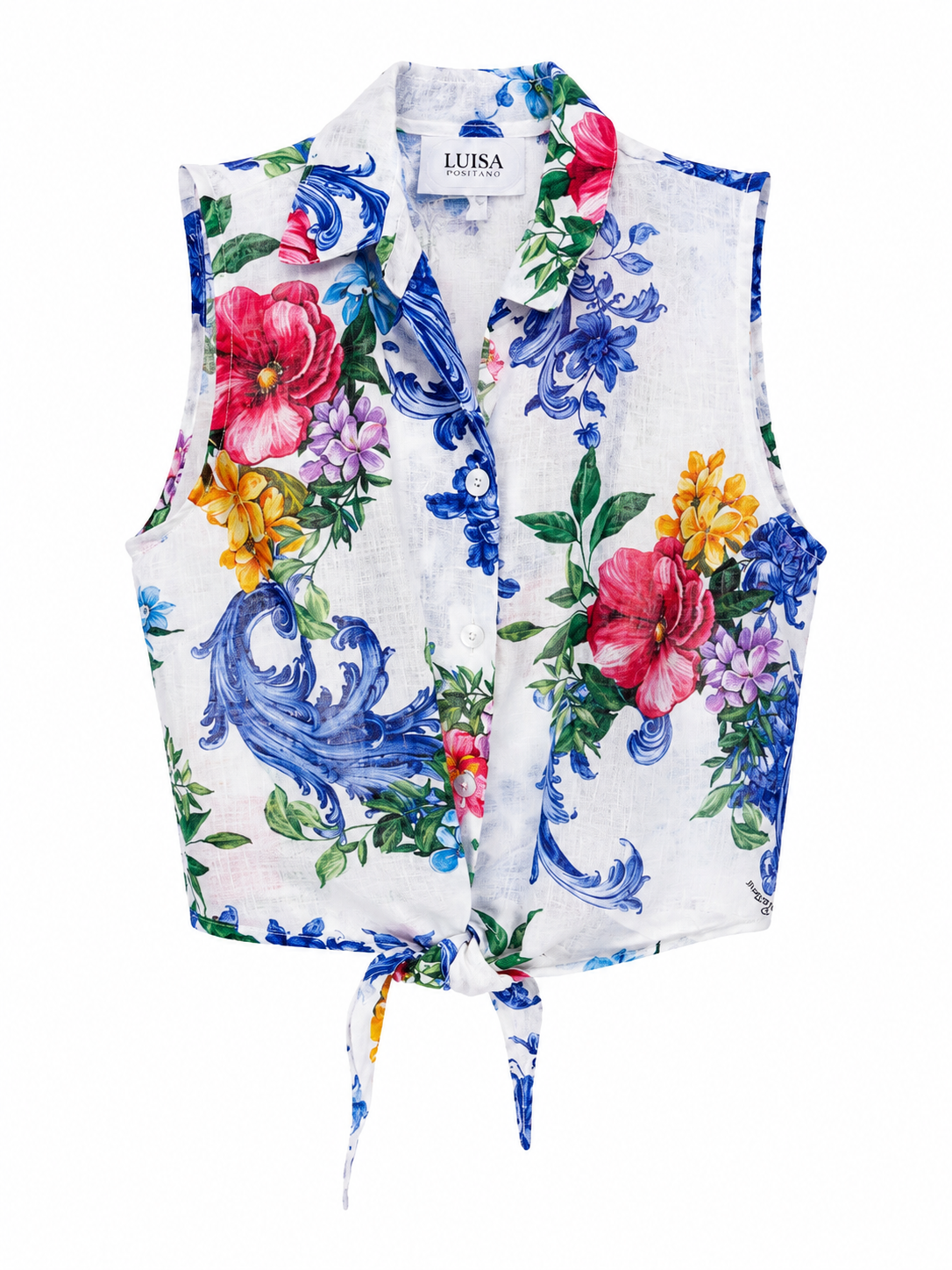 Nikki top in lino stampa Arte taglia S/M