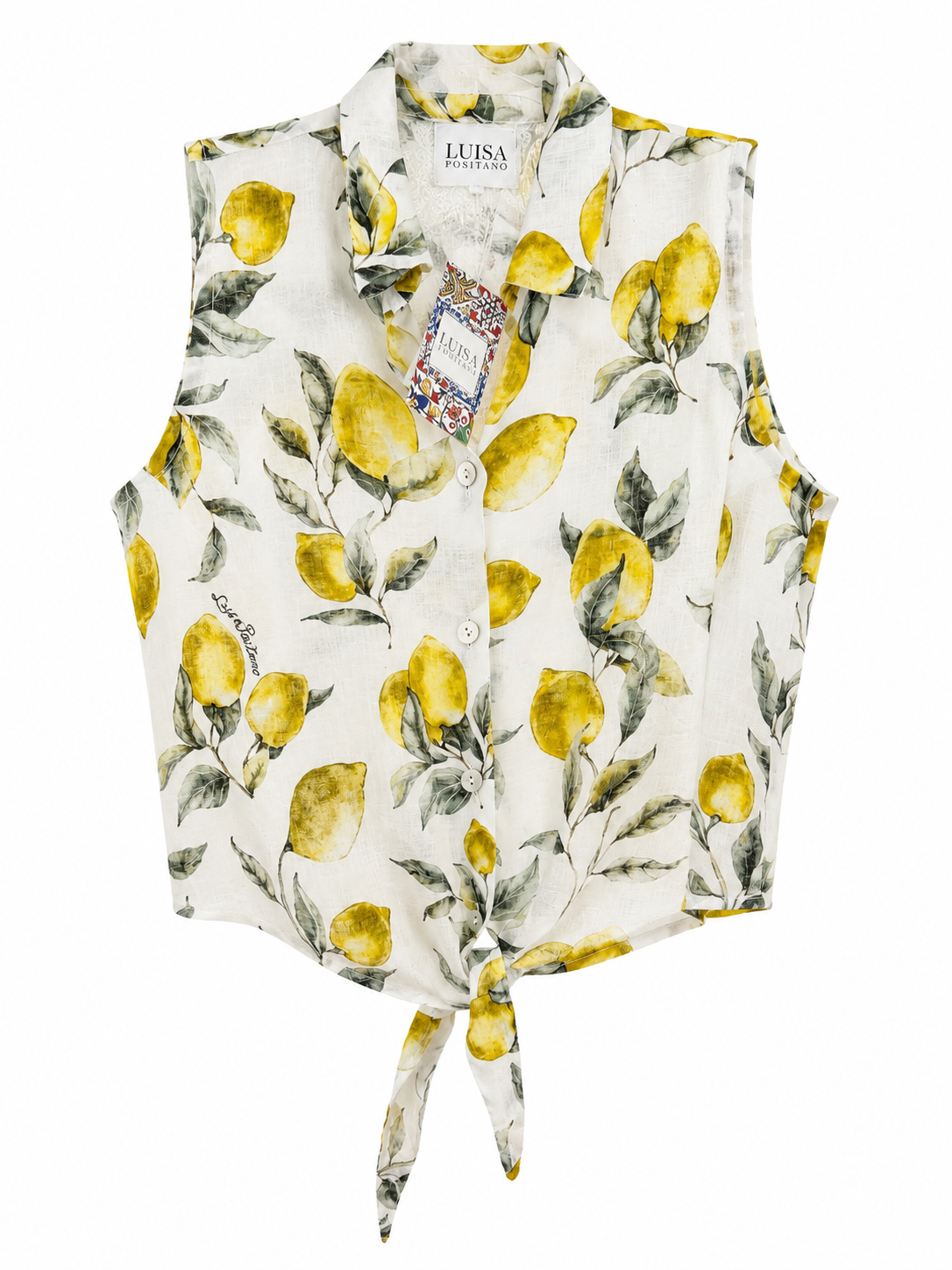 Nikki top in lino stampa limoni taglia S/M