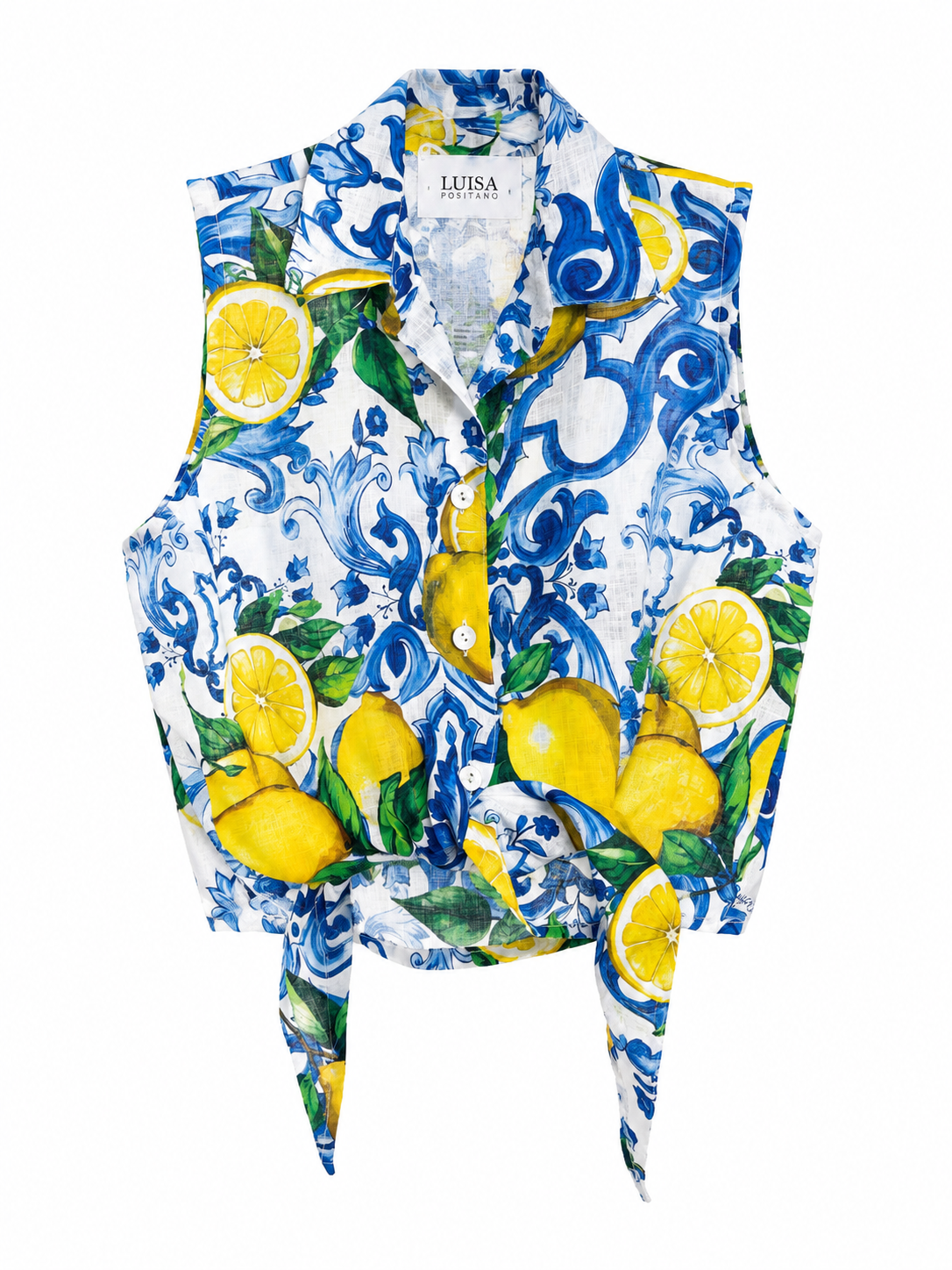 Nikki top in lino stampa Ravello limoni taglia S/M