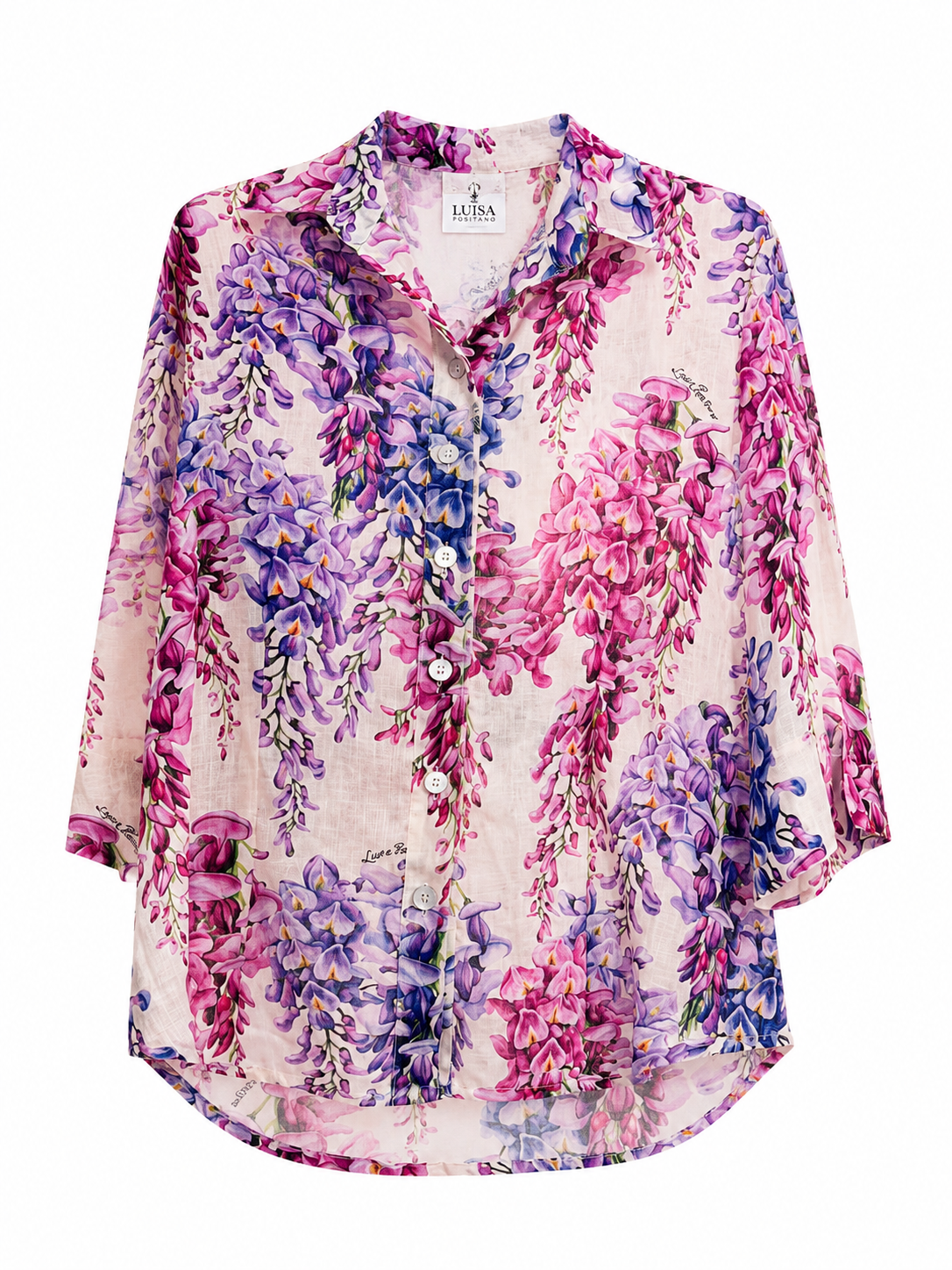 Camicia Nara in lino stampa Glicine
