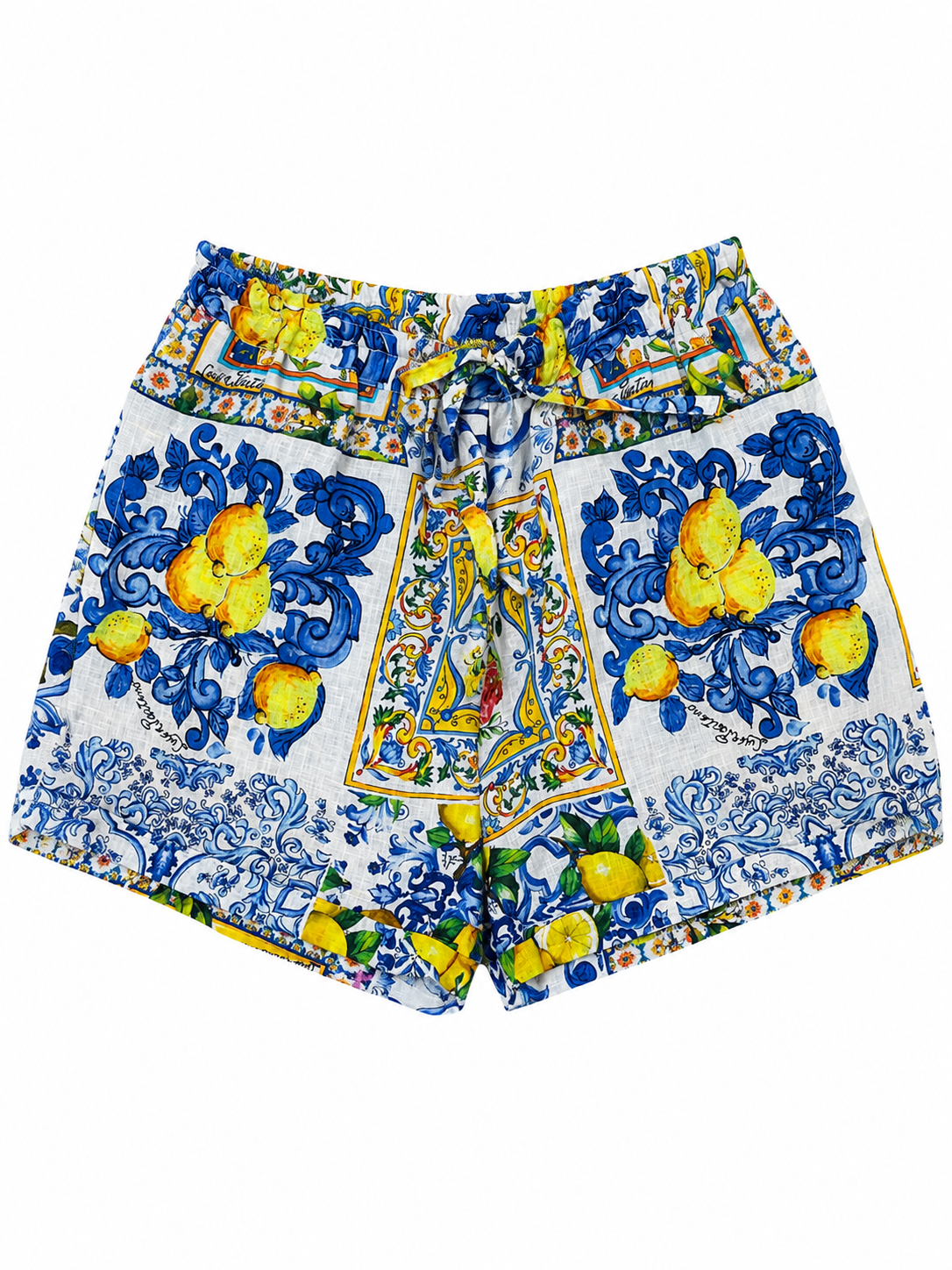 Shorts Andromeda in lino con tasche e laccio taglia M/L stampa mix