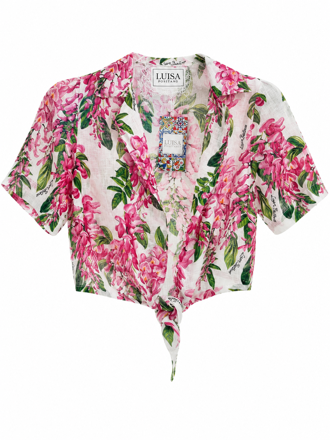 Top Bali in lino stampa glicine rosa taglia xs /s