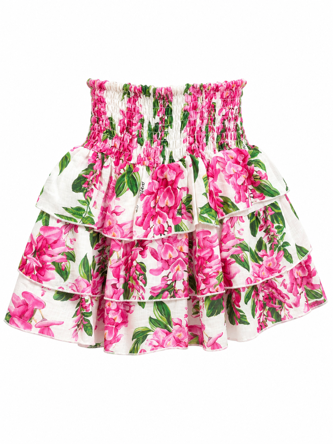 Minigonna Daisy in lino stampa glicine rosa