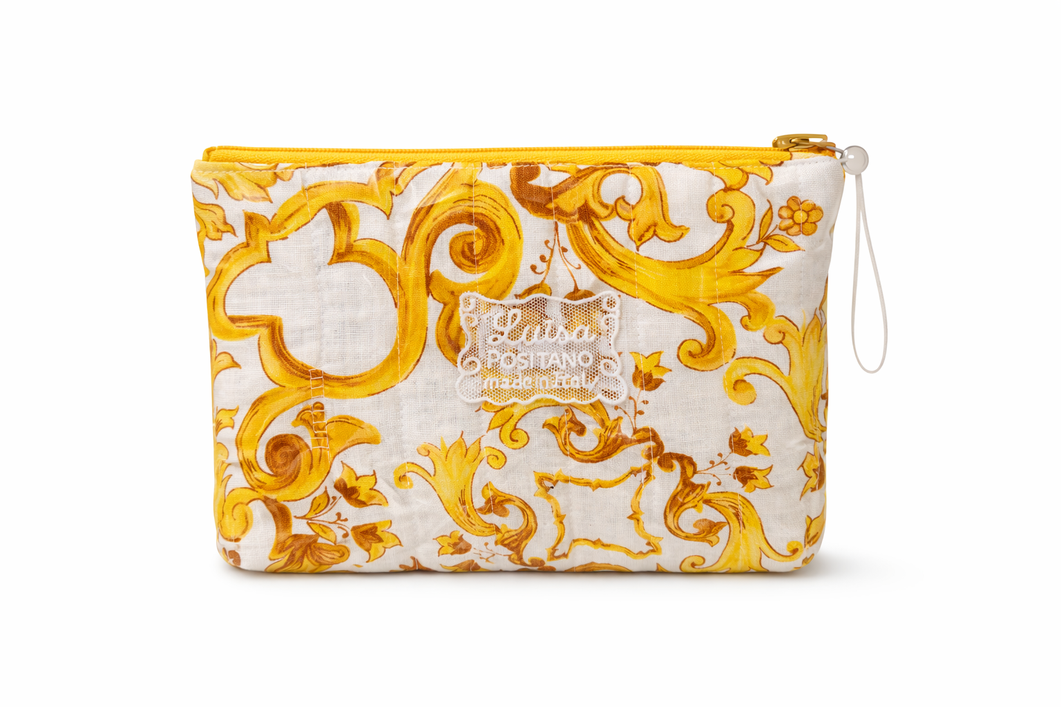 Pochette in lino Ravello giallo con zip