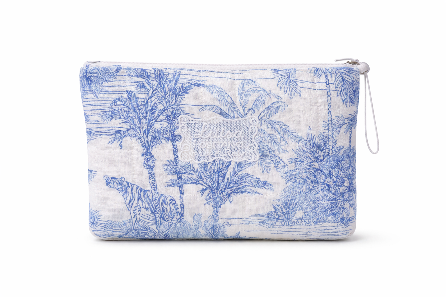 Pochette in lino stampa Adoro Azzurro