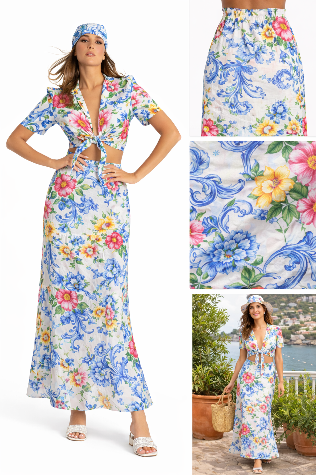 Esmeralda linen skirt with Art print
