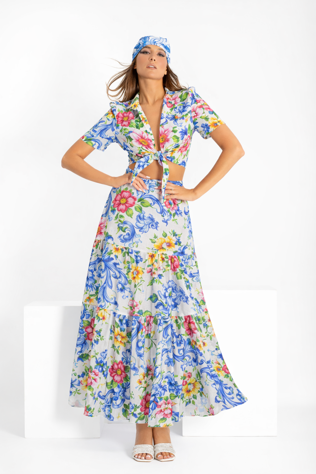 Hedy skirt in Art print linen