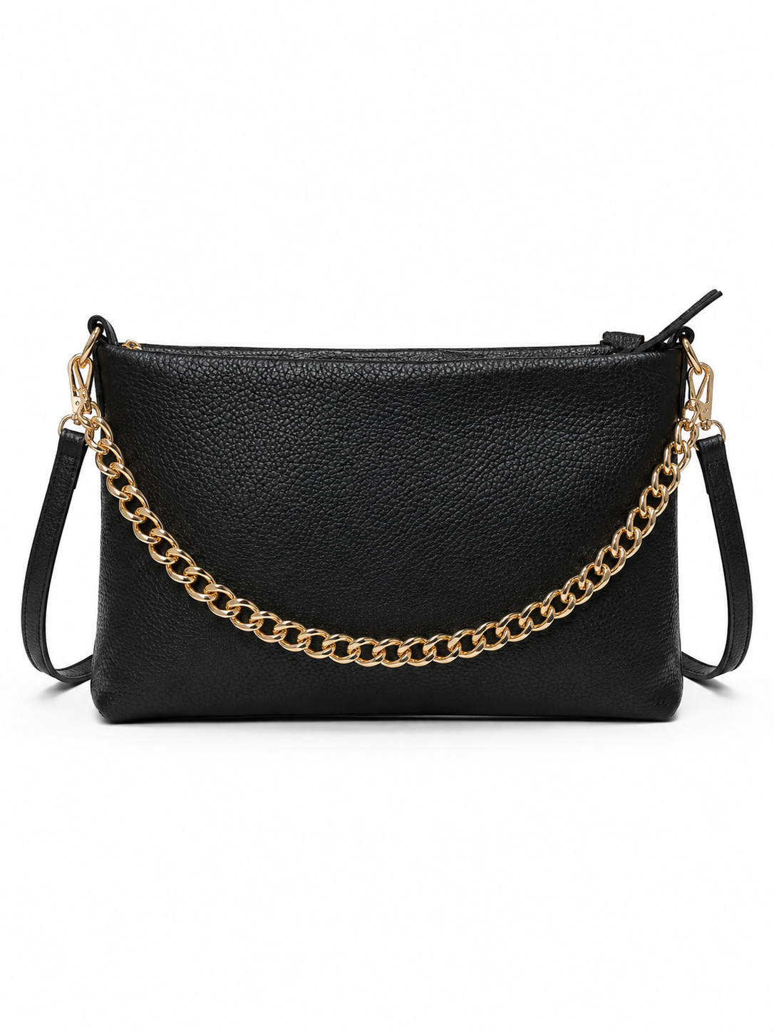 Borsa in pelle nera con catena