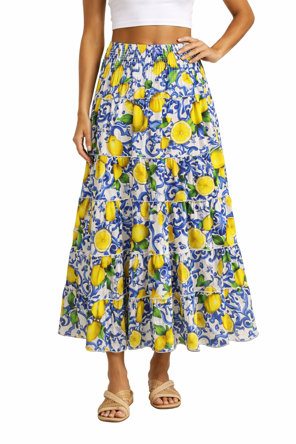 Hedy Ravello lemons print linen skirt