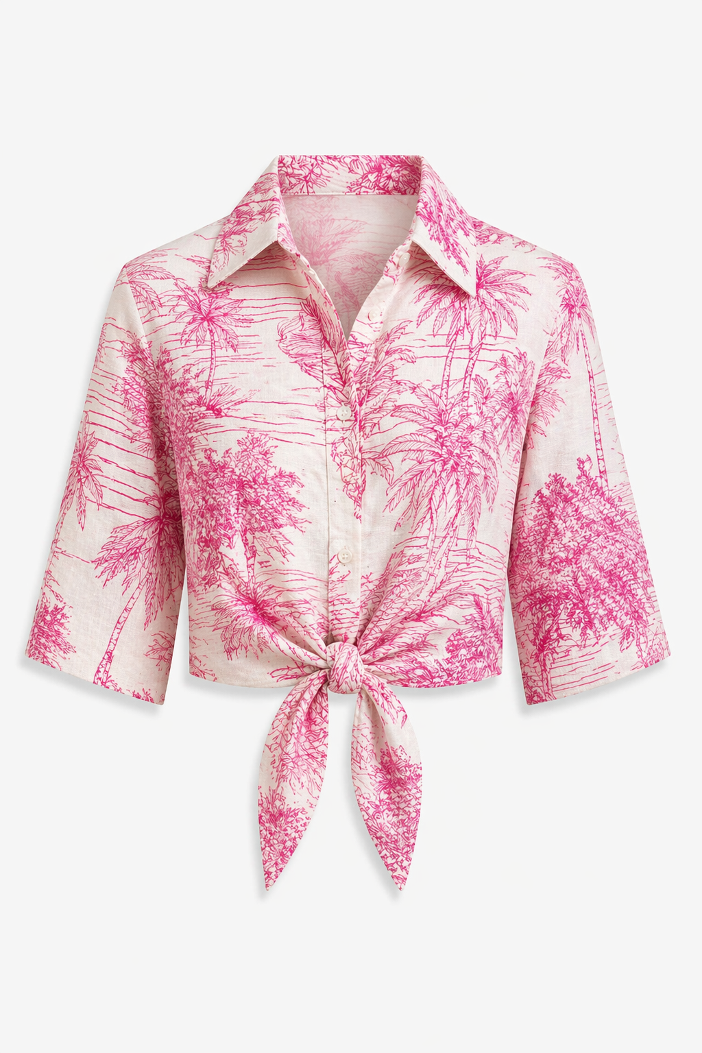 Top Tania in lino stampa Adoro rosa