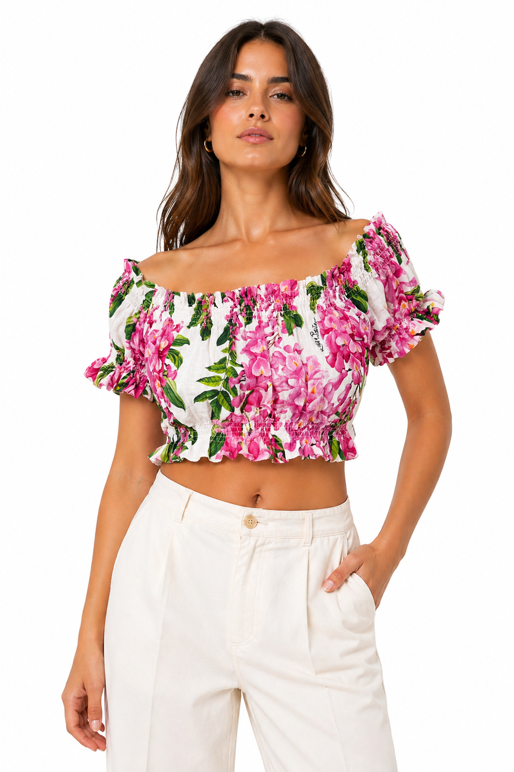 Lilac fuchsia linen bow top