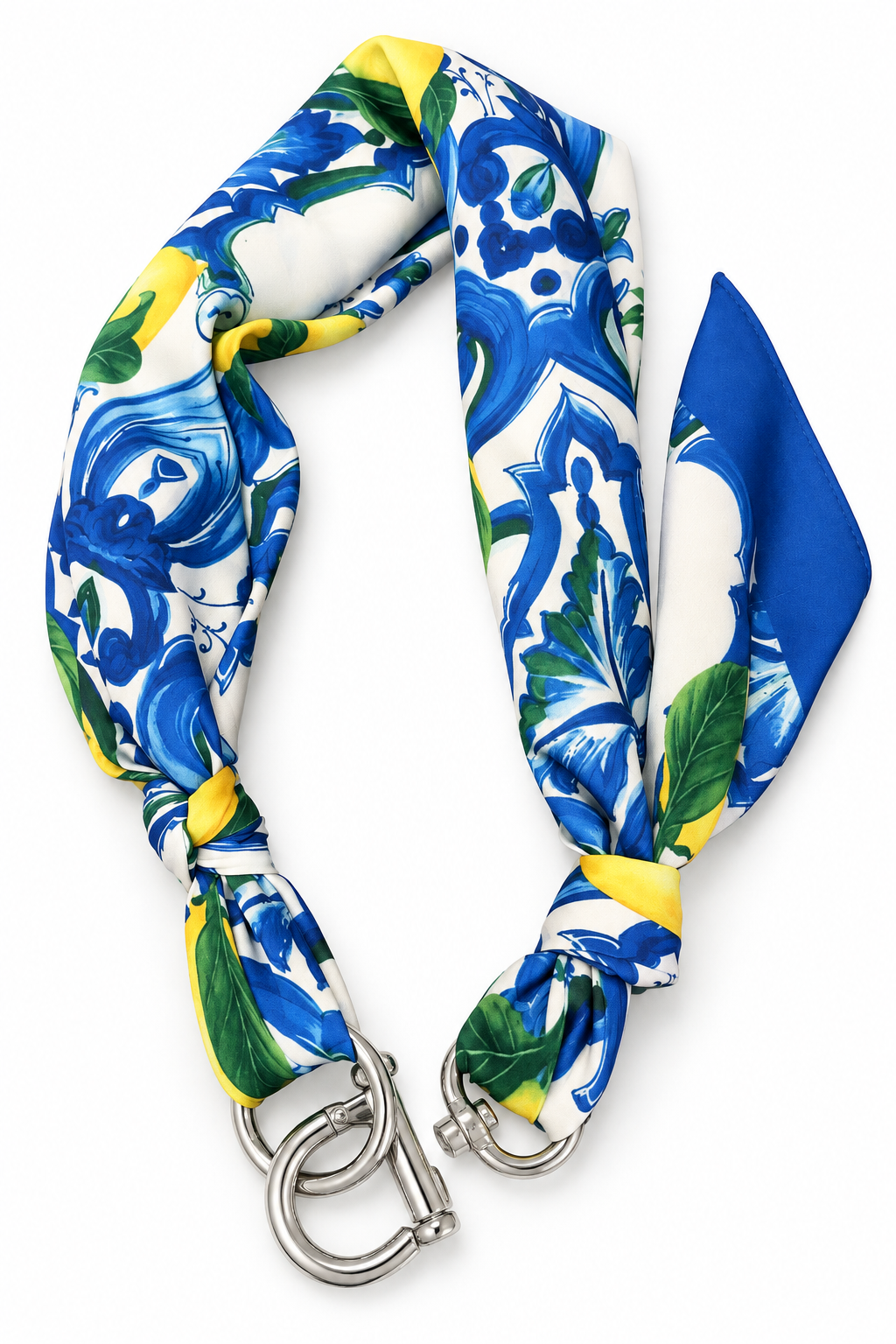 Cintura foulard effetto seta maiolica blu