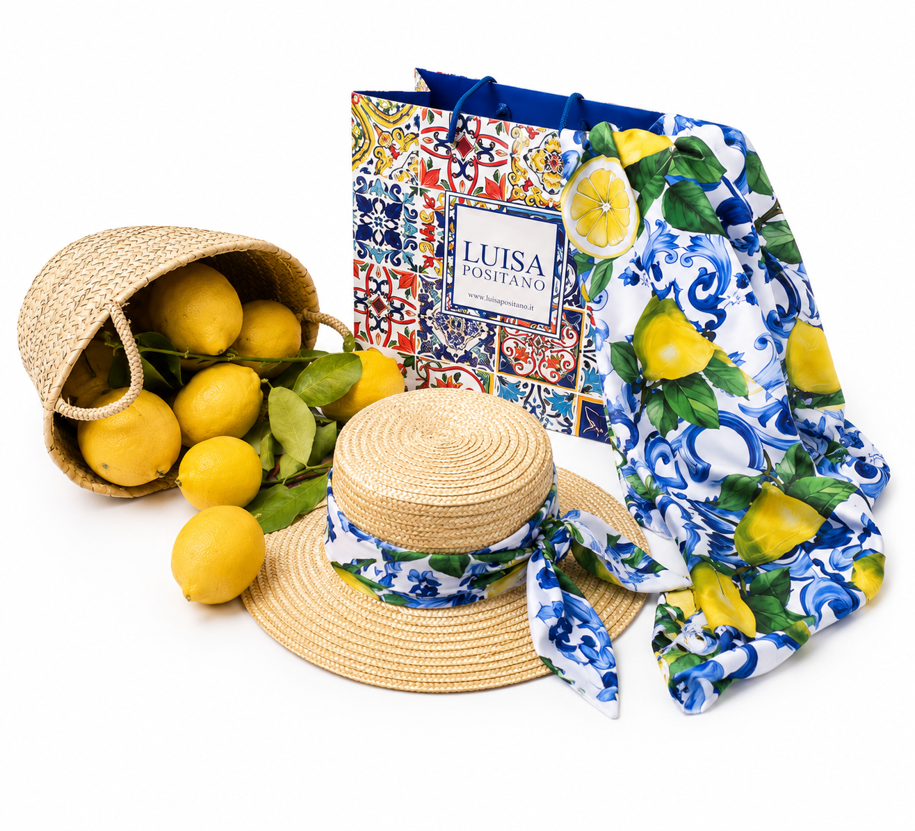 Pareo/stola chiffon stampa Ravello limoni