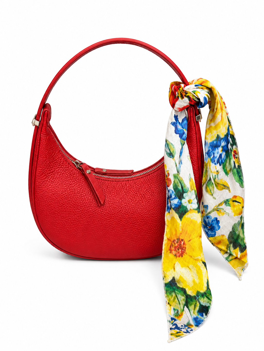 Belinda red leather bag with foulard