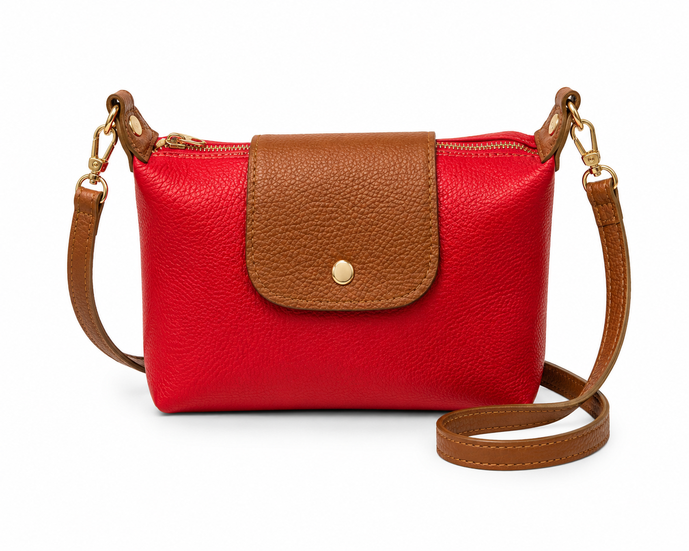 Red leather shoulder bag