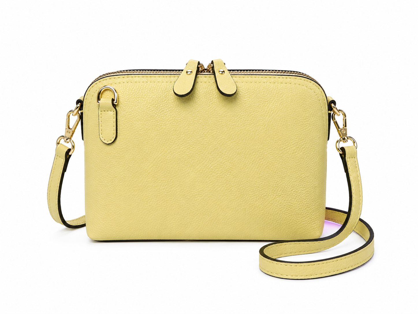 Yellow leather zip bag