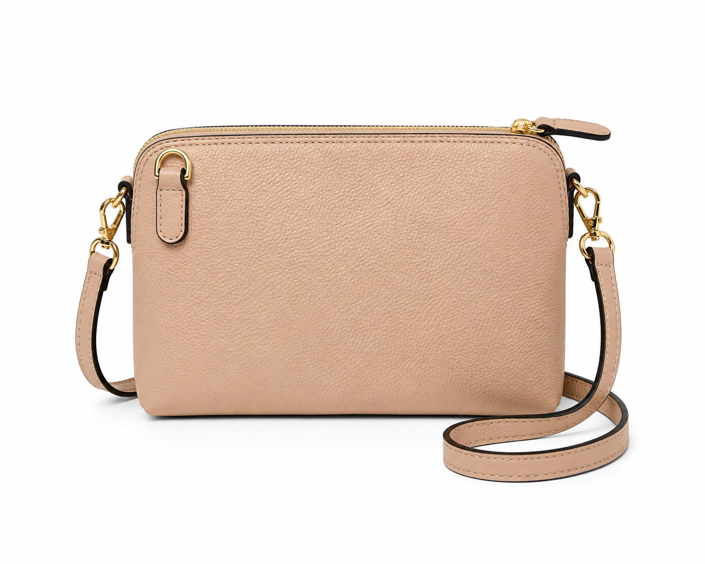 Beige leather zippered bag