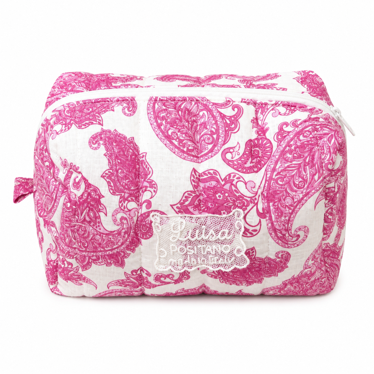 Pink cashmere print linen beauty with zip
