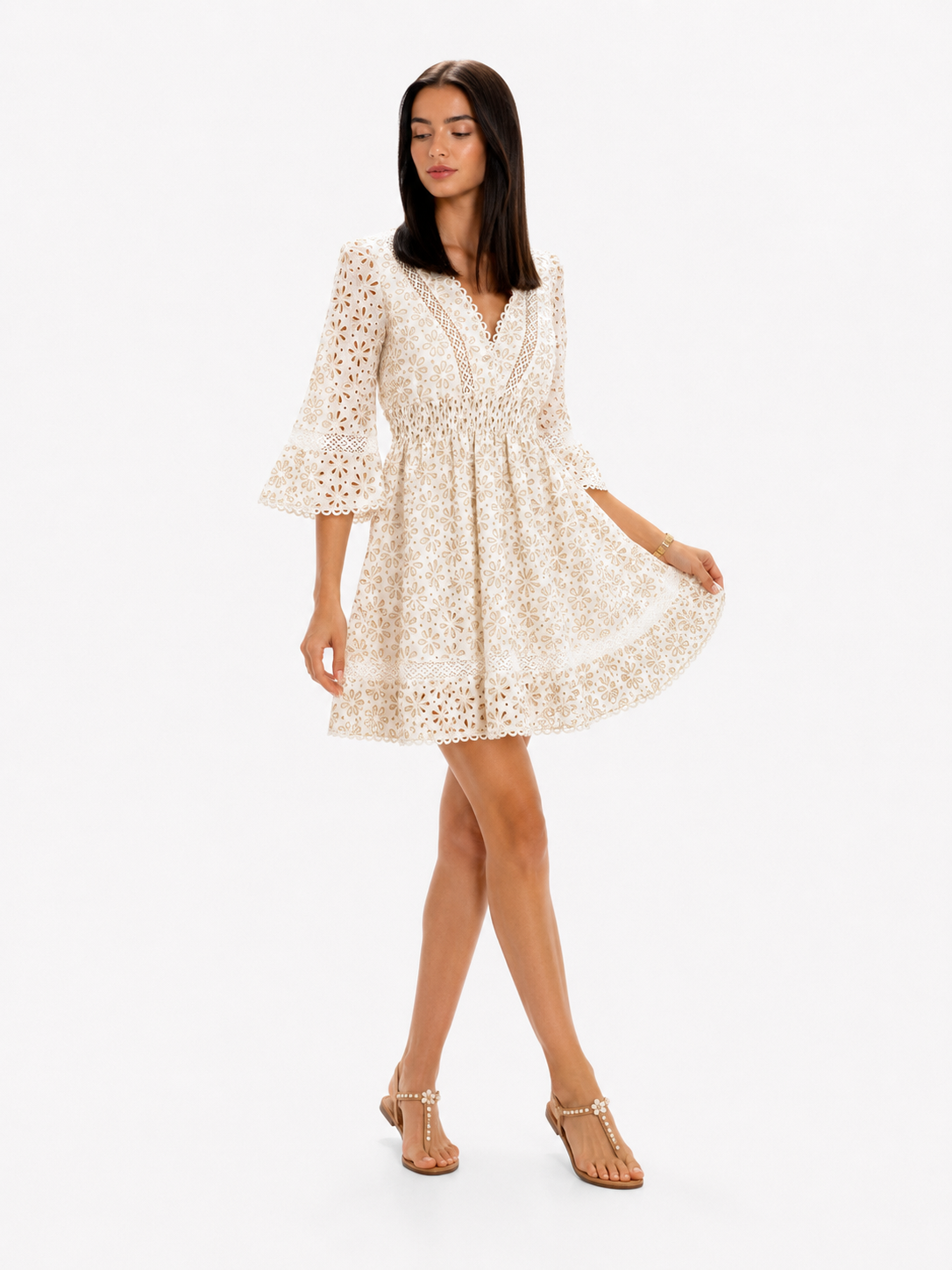 Abito Veleno in cotone pizzo sangallo oro