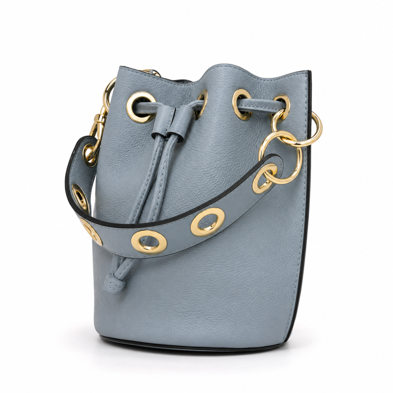 Secchiello azzurro in pelle