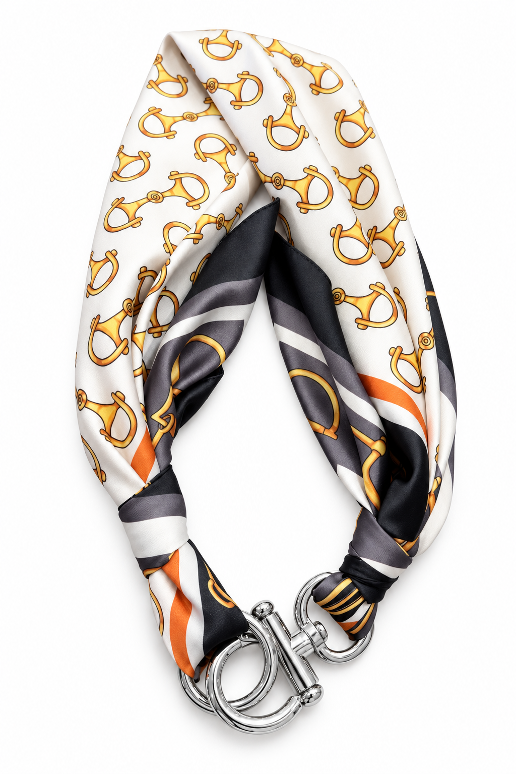 Cintura foulard effetto seta stampa nero