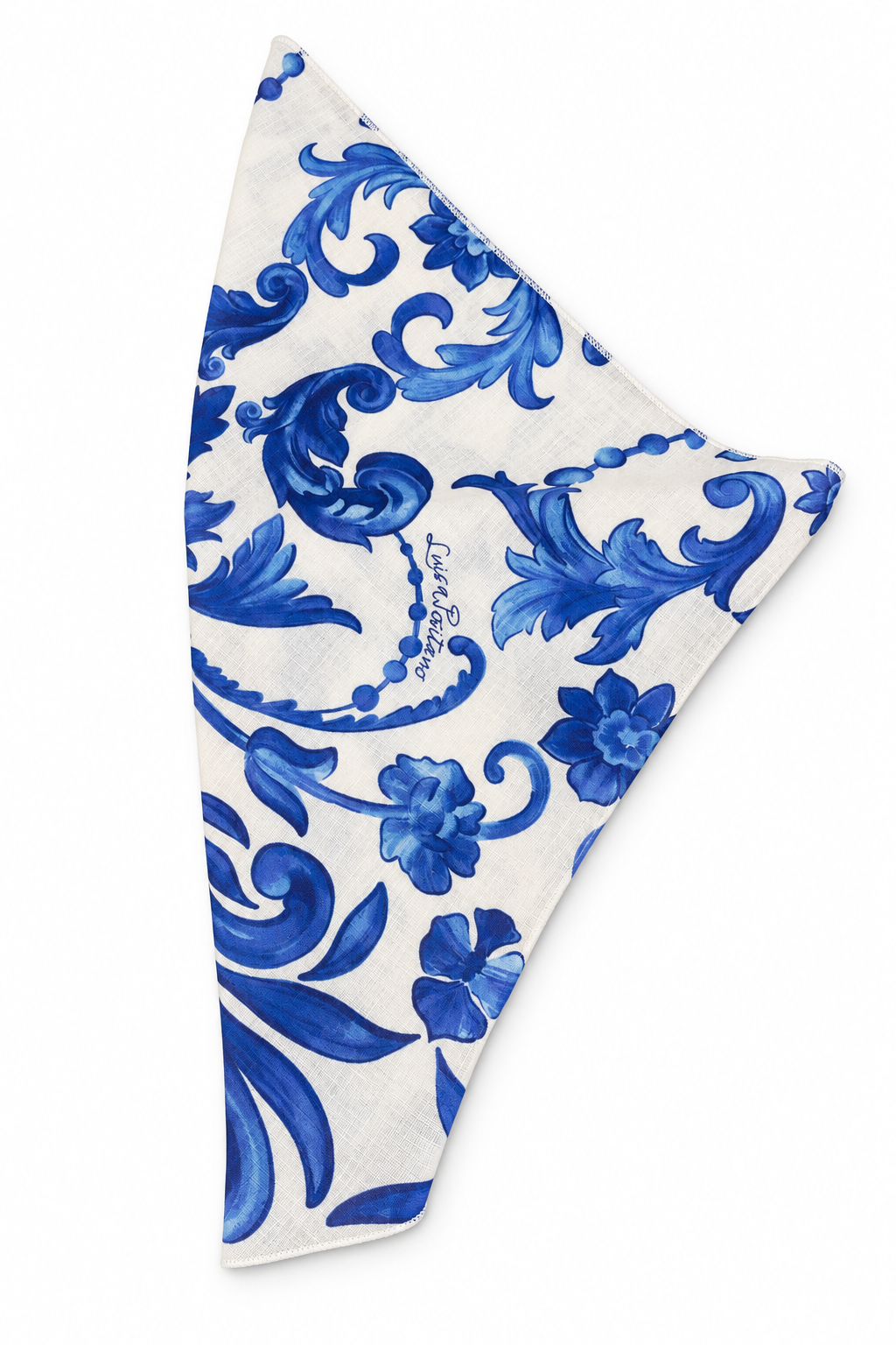 Bandana in lino stampa ramo blu