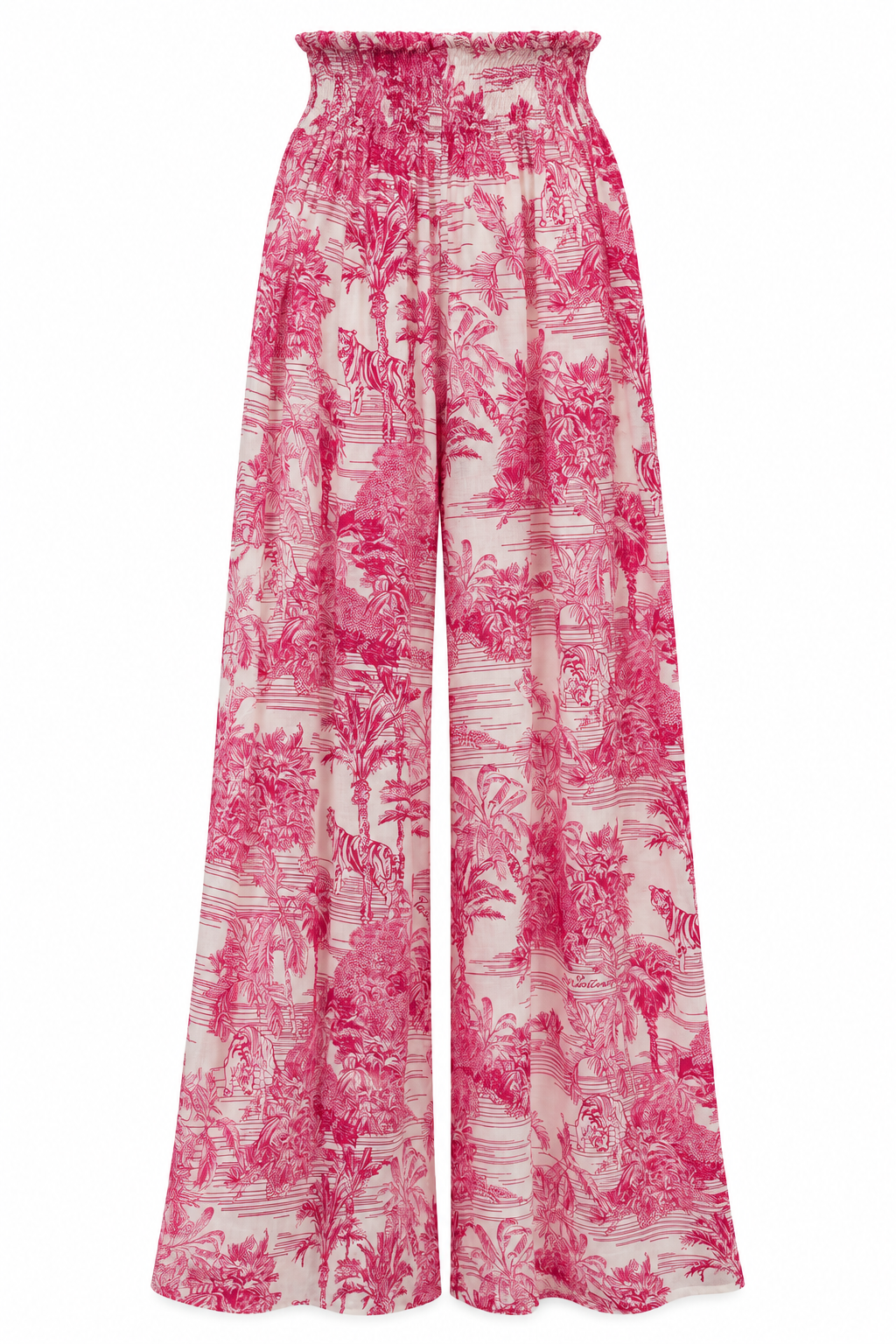 Pantaloni Mandala in lino stampa Adoro rosa