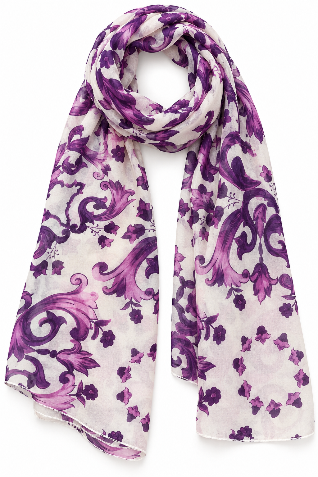 Pareo stola chiffon foulard viscosa stampa Ravello viola